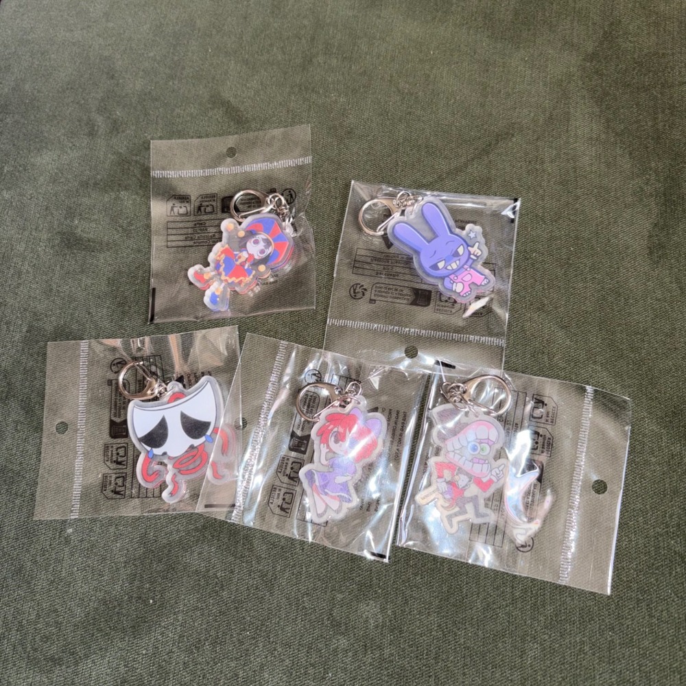 5pc Amazing Digital Circus Acrylic Keychain Set Pomni Jax Caine Ragatha Gangle